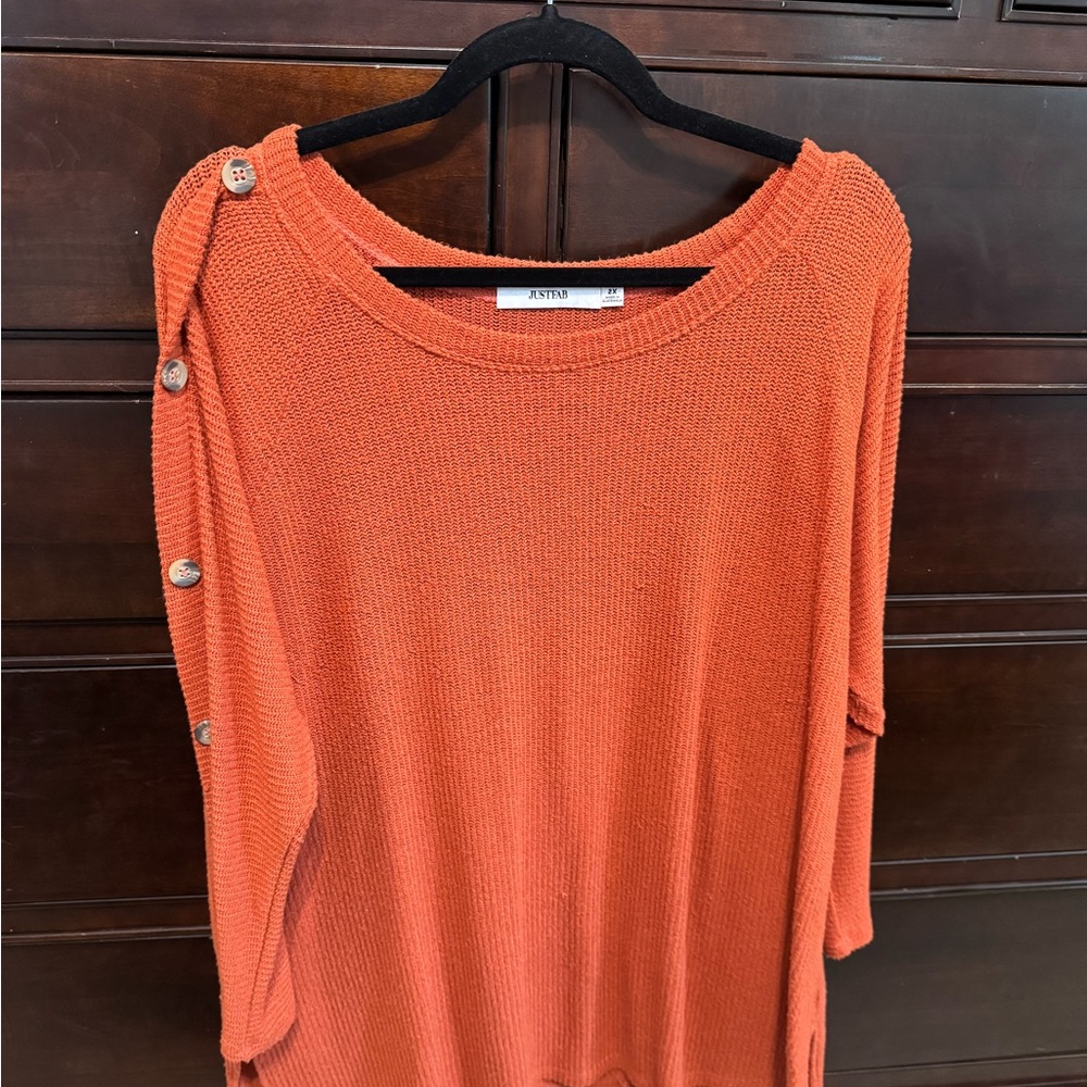 JustFab Women's Orange Crew Neck Sweater